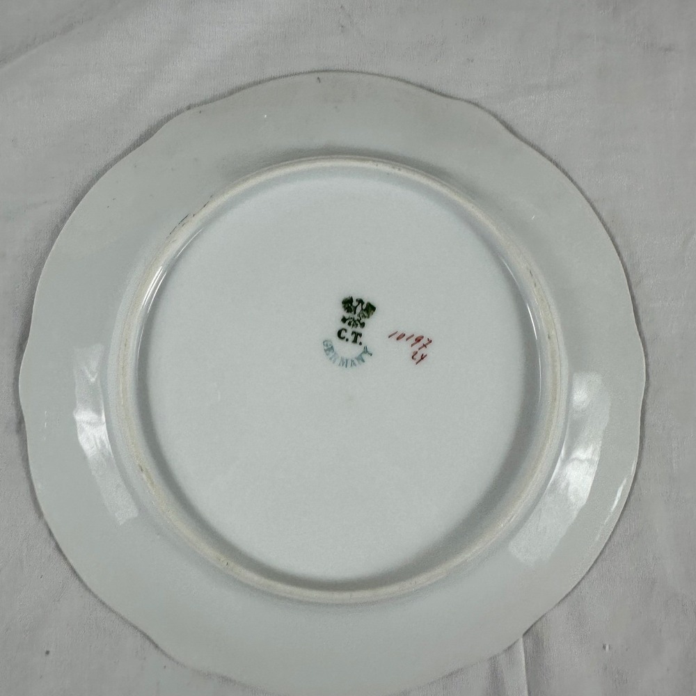 ANTQ Carl Tielsch CT Altwasser Germany Porcelain Plates Purple Violets 4 set 8" - Picture 10 of 16